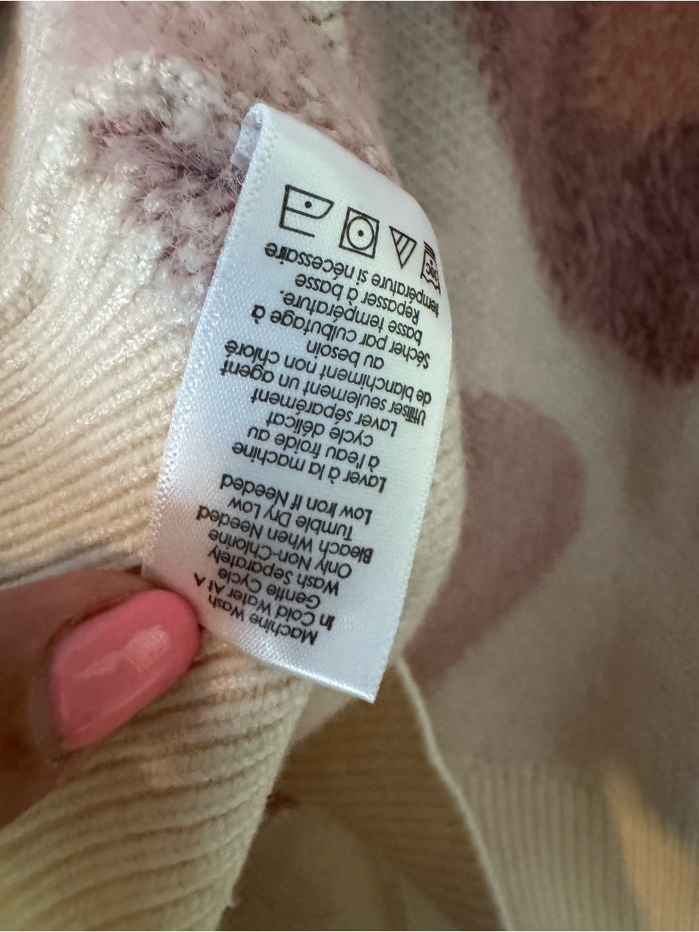 Coldwater Creek Cream Cardigan with Pink Heart Pattern - Picture 7 of 9